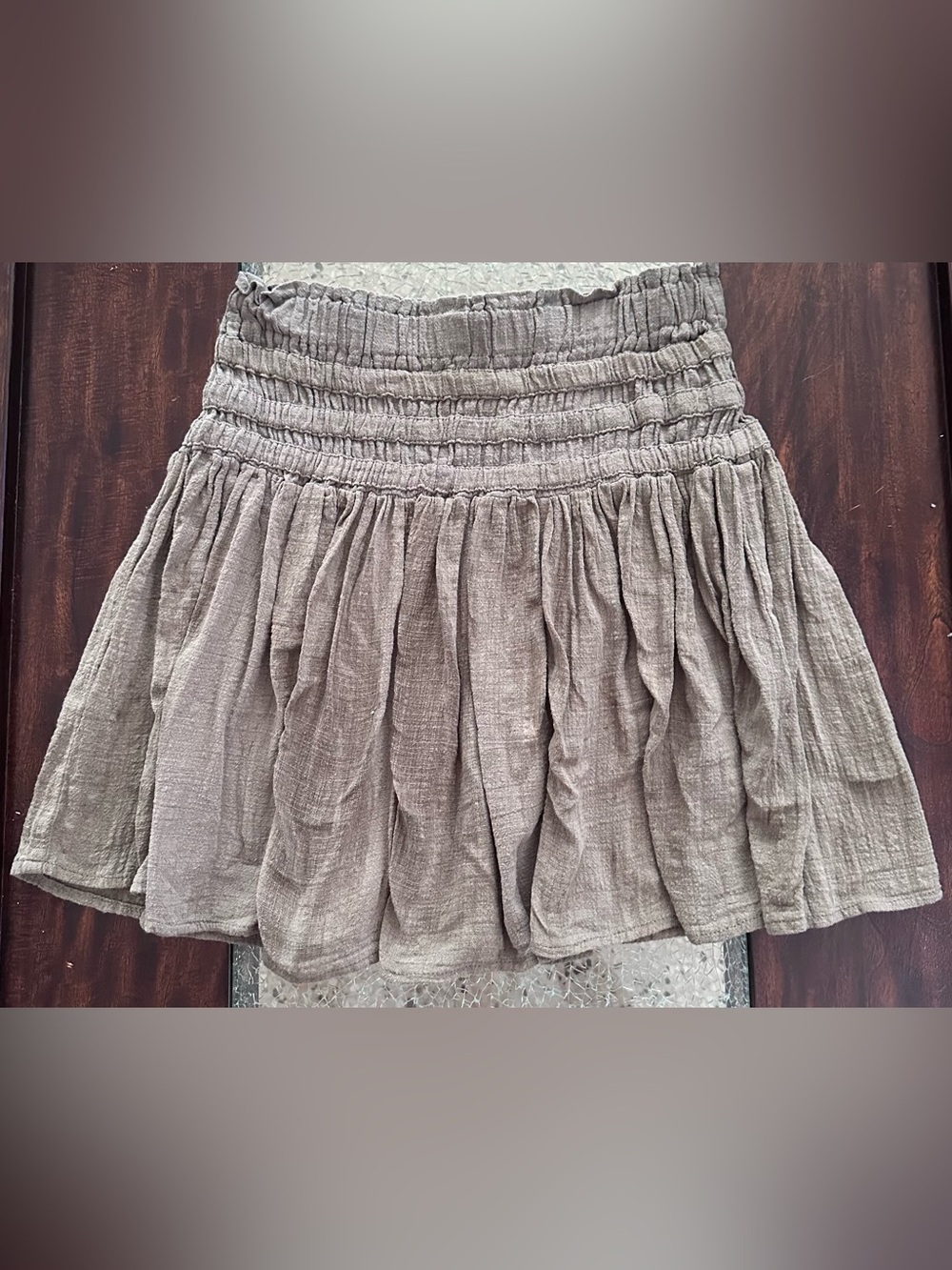 REWASH Olive Green Smocked Mini Skirt Size L NWOT